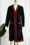 Yellow Casual Patchwork Cardigan Outerwear