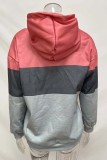 Black Casual Patchwork Contrast Hooded Collar Tops