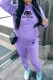 Purple Casual Print Letter Hooded Collar Long Sleeve Two Pieces