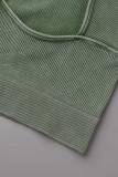 Olive Green Casual Sportswear Solid Patchwork