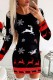 Black Red Casual Print Basic O Neck Long Sleeve Dresses