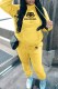 Yellow Casual Print Letter Hooded Collar Long Sleeve Two Pieces