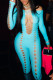 Blue Sexy Solid Hollowed Out Patchwork Off the Shoulder Skinny Jumpsuits