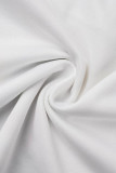 White Fashion Casual Letter Print Basic Hooded Collar Tops