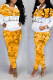 Yellow Casual Print Camouflage Print Patchwork Zipper Collar Long Sleeve Two Pieces