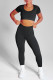 Black Casual Sportswear Solid Patchwork O Neck Short Sleeve Two Pieces