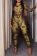 Green Sexy Print Patchwork O Neck Skinny Jumpsuits