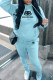 Sky Blue Casual Print Letter Hooded Collar Long Sleeve Two Pieces