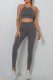Dark Gray Sportswear Solid Patchwork Backless Spaghetti Strap Sleeveless Two Pieces