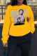 Yellow Street Print Patchwork O Neck Tops