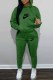 Green Casual Print Letter Hooded Collar Long Sleeve Two Pieces