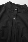 Black Casual Solid Patchwork V Neck Short Sleeve Dress