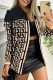 Khaki Casual Print Patchwork Buckle Turndown Collar Outerwear