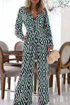 Black White Casual Print Patchwork V Neck Straight Jumpsuits