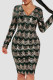 Green Sexy Sequins Patchwork V Neck One Step Skirt Dresses