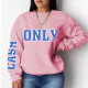 Pink Casual Street Print Patchwork O Neck Tops