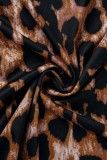Leopard Print Casual Leopard Patchwork V Neck Long Dress Dresses
