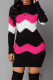 Pink Casual Patchwork O Neck Pencil Skirt Dresses
