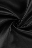 Black Elegant Solid Sequins Patchwork V Neck Evening Dress Dresses
