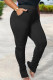 Black Casual Solid Patchwork Fold High Waist Pencil Solid Color Bottoms