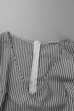 Pink Casual Striped Print Patchwork V Neck Dresses