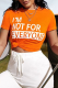 Orange Casual Street Print Patchwork O Neck T-Shirts