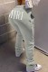 Grey Casual Print Letter Straight Mid Waist Bottoms