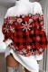 Red Casual Print Patchwork Turtleneck Long Sleeve Dresses