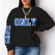 Black Casual Street Print Patchwork O Neck Tops