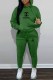 Green Casual Print Letter Hooded Collar Long Sleeve Two Pieces