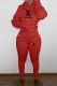Red Casual Print Letter Hooded Collar Long Sleeve Two Pieces