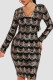 Black Sexy Sequins Patchwork V Neck One Step Skirt Dresses