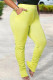 Yellow Casual Solid Patchwork Fold High Waist Pencil Solid Color Bottoms