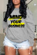Grey Casual Letter Print Basic O Neck Tops