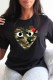 Black Casual Print Patchwork O Neck T-Shirts