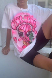 White Street Print Patchwork O Neck T-Shirts