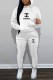 White Casual Print Letter Hooded Collar Long Sleeve Two Pieces