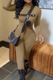 Camel Street Print Letter O Neck Jumpsuits
