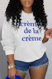 Grey Casual Letter Print Basic O Neck Tops