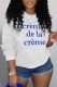 White Casual Letter Print Basic O Neck Tops
