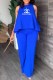 Blue Casual Print Letter O Neck Sleeveless Two Pieces