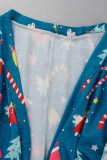Tibetan Blue Casual Print Patchwork Cardigan Collar Outerwear