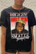 Black Street Print Patchwork Letter O Neck T-Shirts
