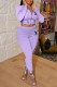 Purple Casual Print Letter Hooded Collar Long Sleeve Two Pieces