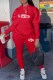 Red Casual Print Letter Hooded Collar Long Sleeve Two Pieces