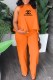Orange Casual Print Letter O Neck Sleeveless Two Pieces