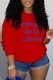 Red Casual Letter Print Basic O Neck Tops