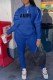 Blue Sportswear Print Letter Hooded Collar Long Sleeve Two Pieces