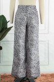Khaki Casual Print Ripped Patchwork Regular Mid Waist Trousers