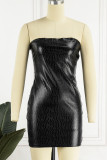 Silver Sexy Solid Backless Strapless Sleeveless Dress Dresses